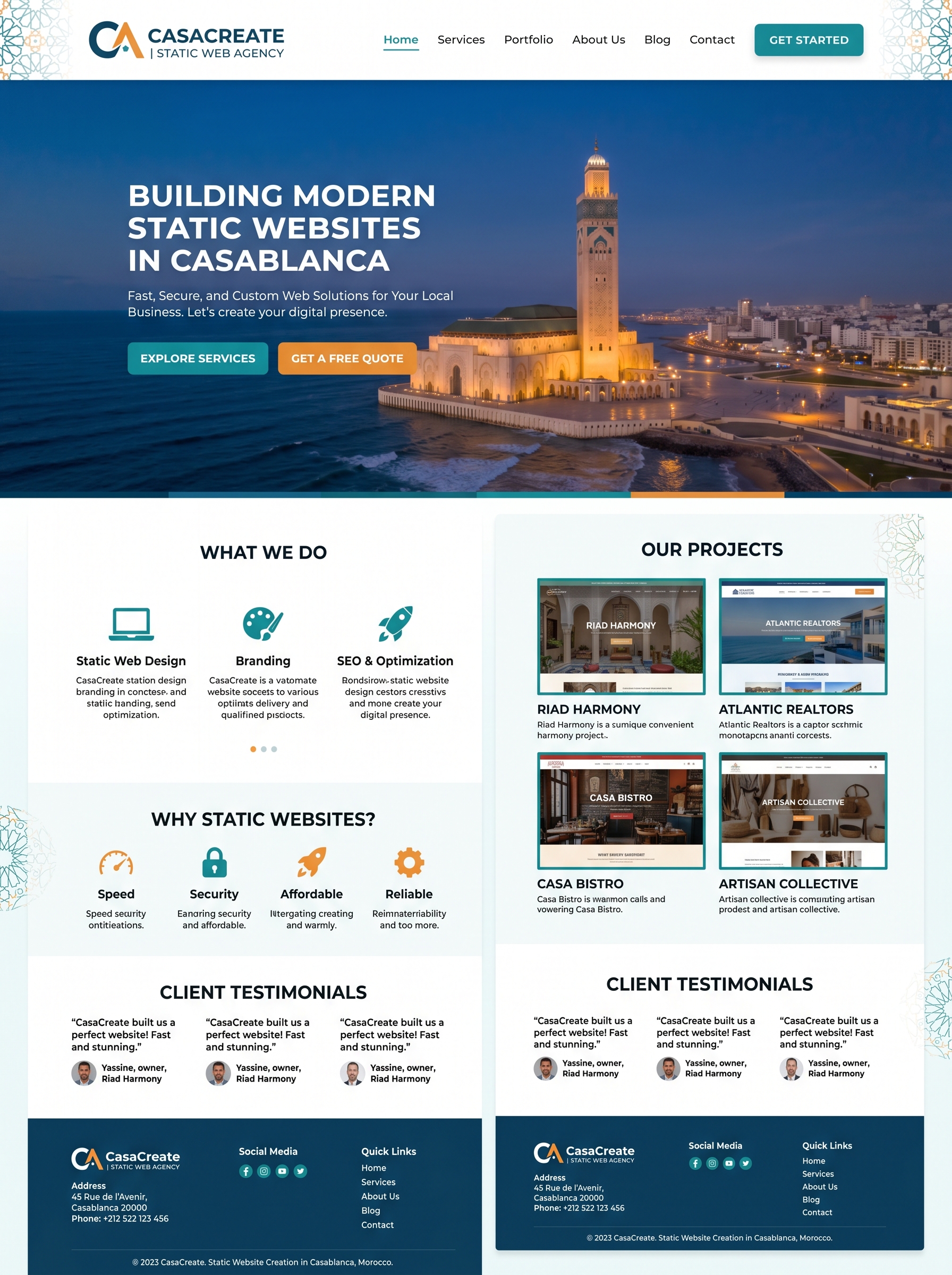 Création de site web statique Casablanca - Agence OneClick