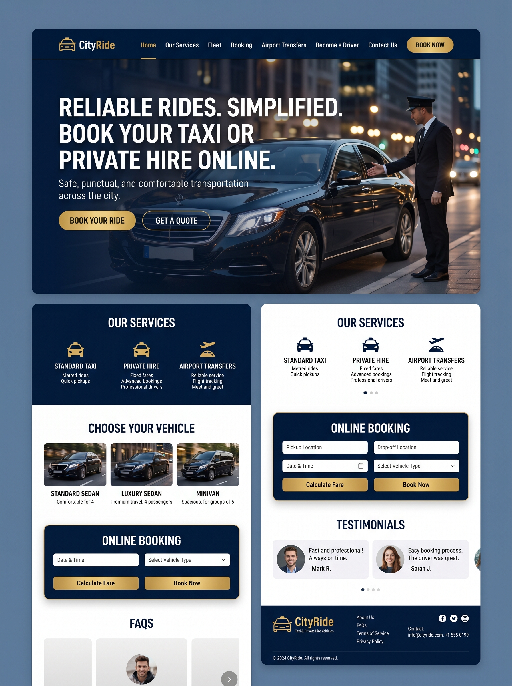 Maquette de site web professionnel pour service de Taxi et VTC - OneClick Casablanca