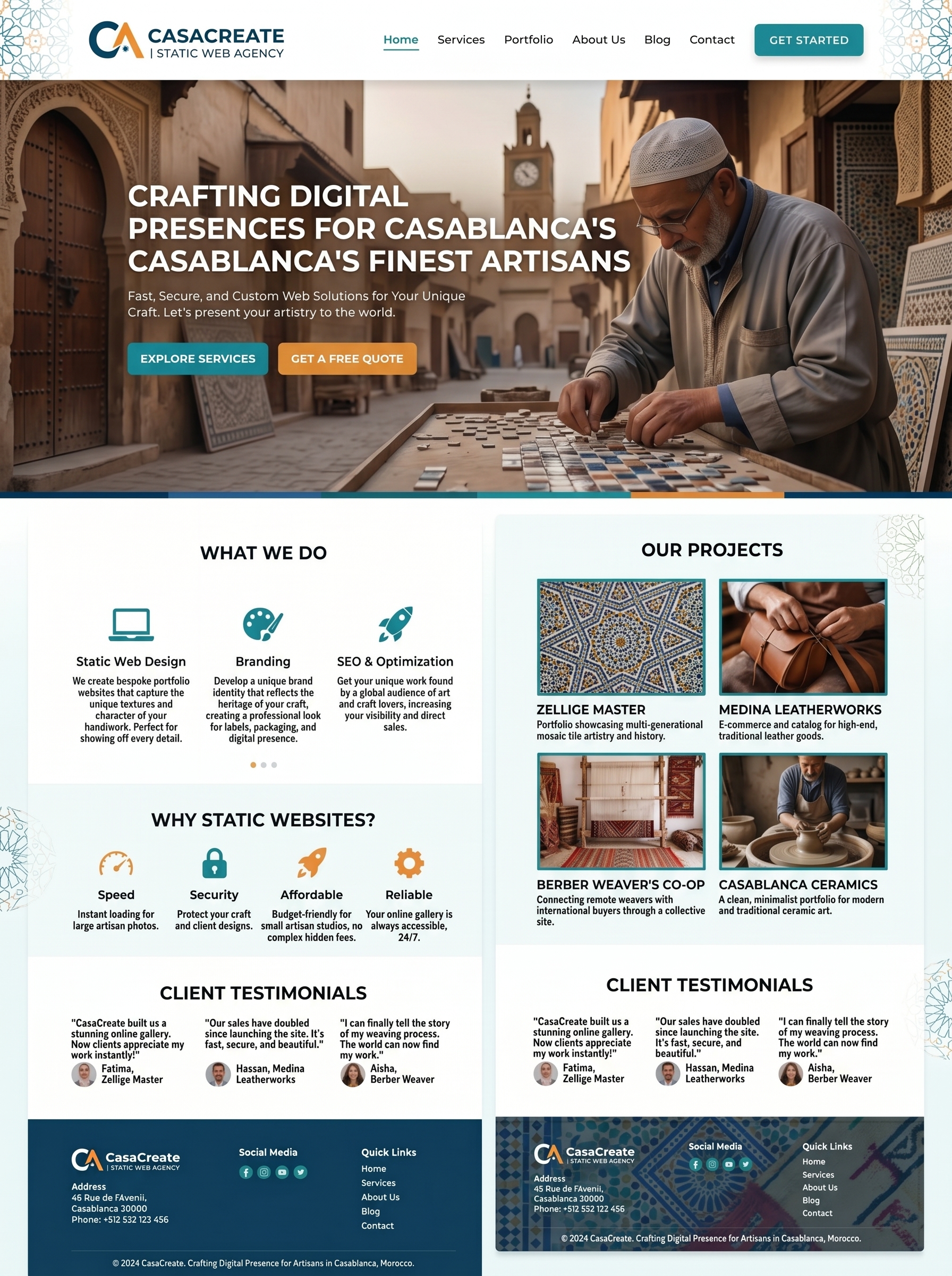 Création de site web pour artisan Casablanca - Agence OneClick