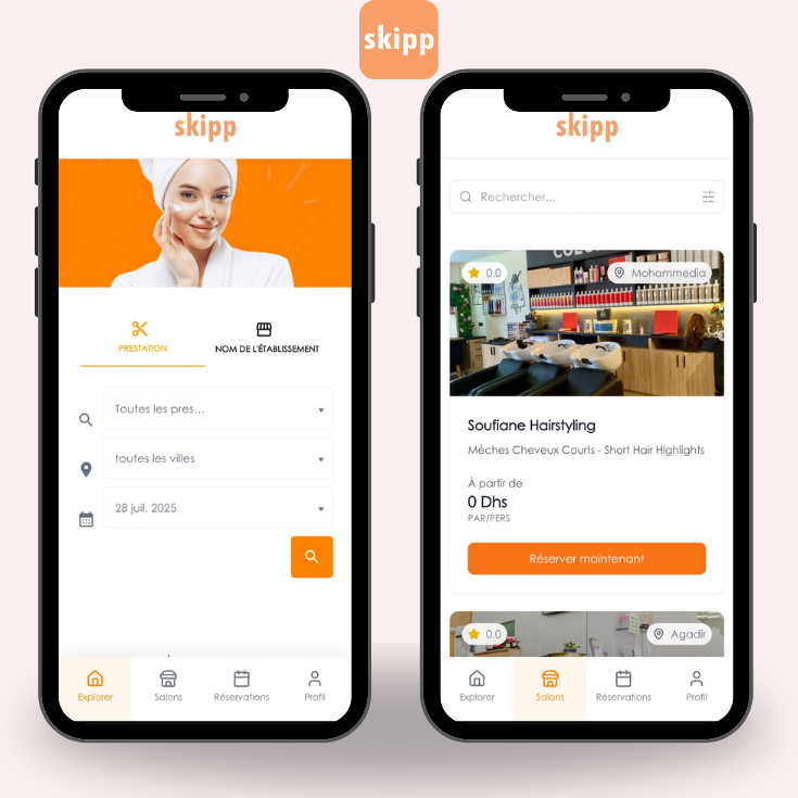 Application mobile de réservation développée par OneClick Maroc Casablanca