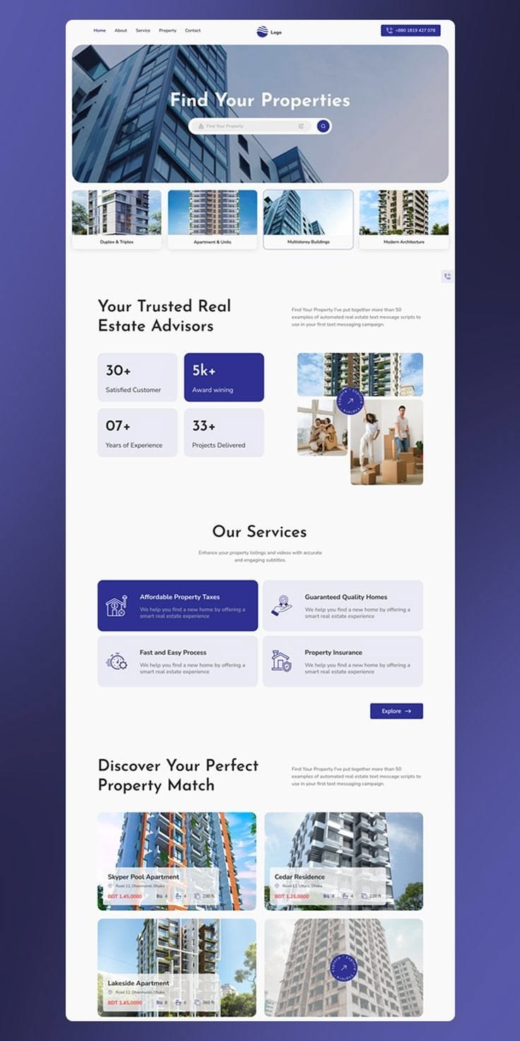Site web immobilier Rent H&U réalisé par OneClick Casablanca
