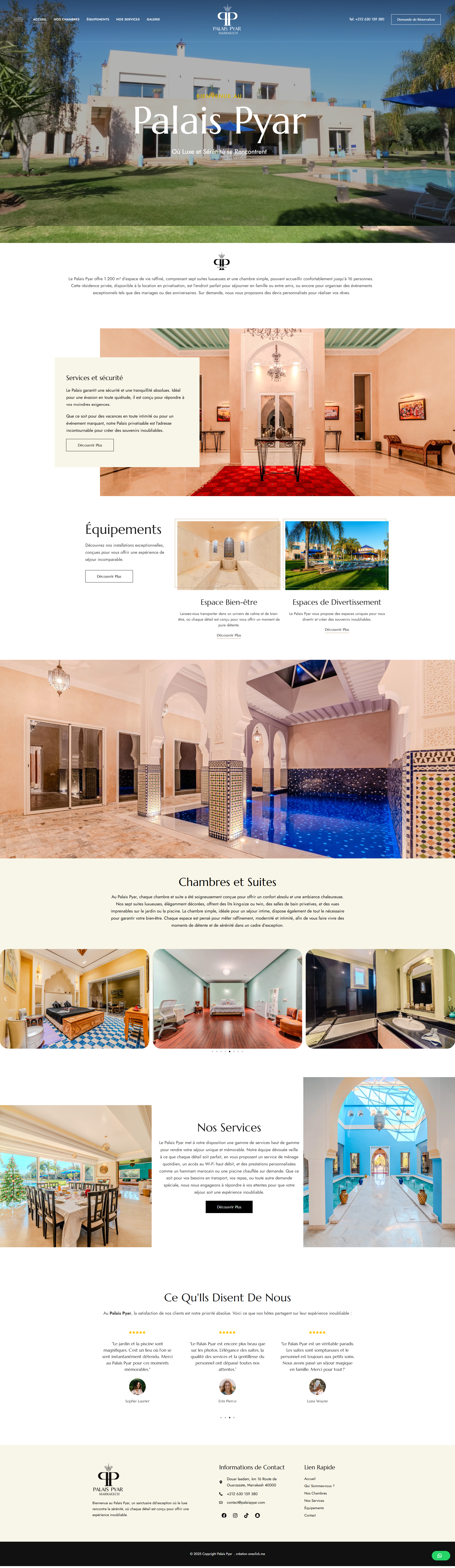 Site web Palais Pyar Marrakech - hôtel de luxe réalisation OneClick Maroc