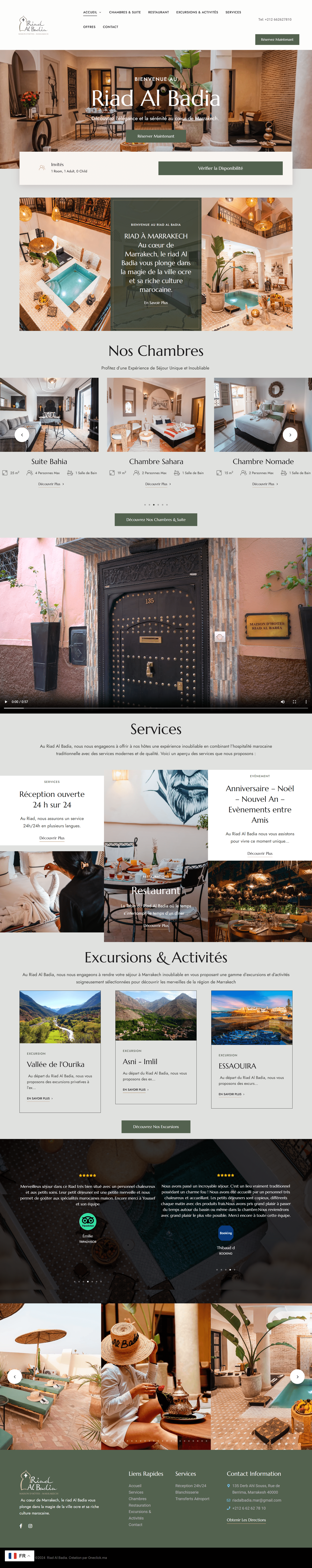 Site web Riad Al Badia Marrakech - réalisation OneClick Maroc Casablanca