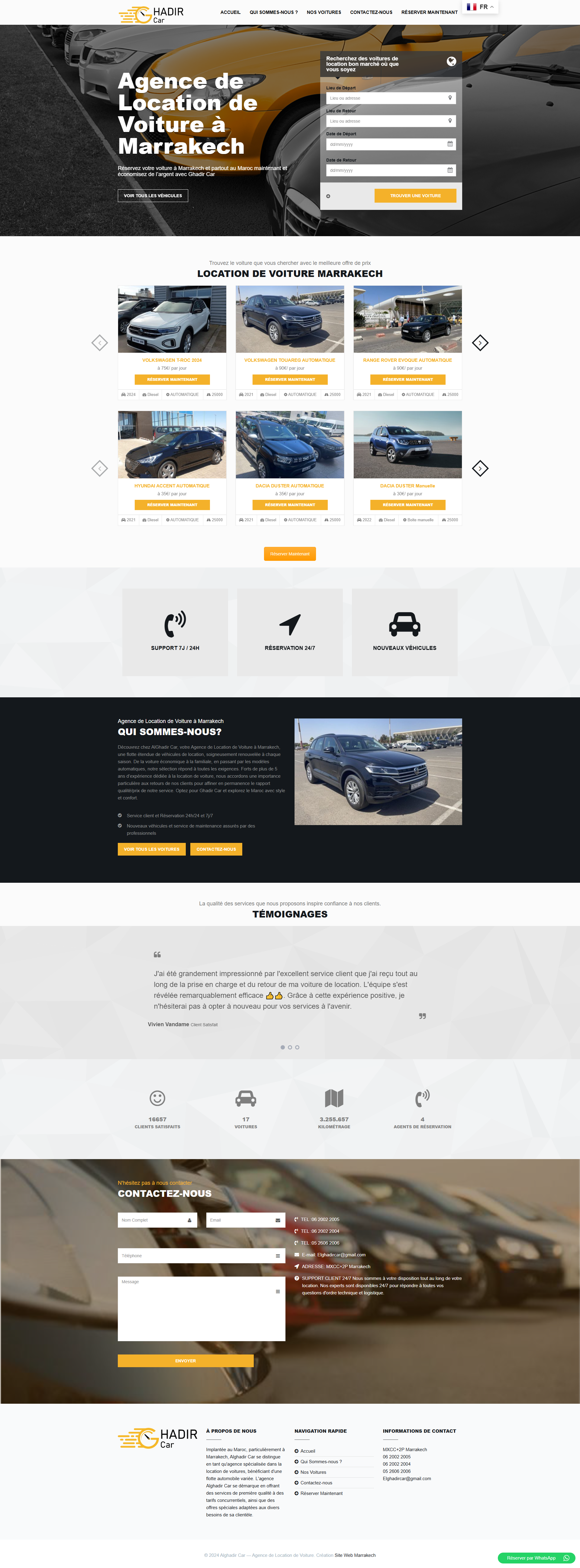 Site web Alghadir Car - location voiture réalisation OneClick Maroc Casablanca