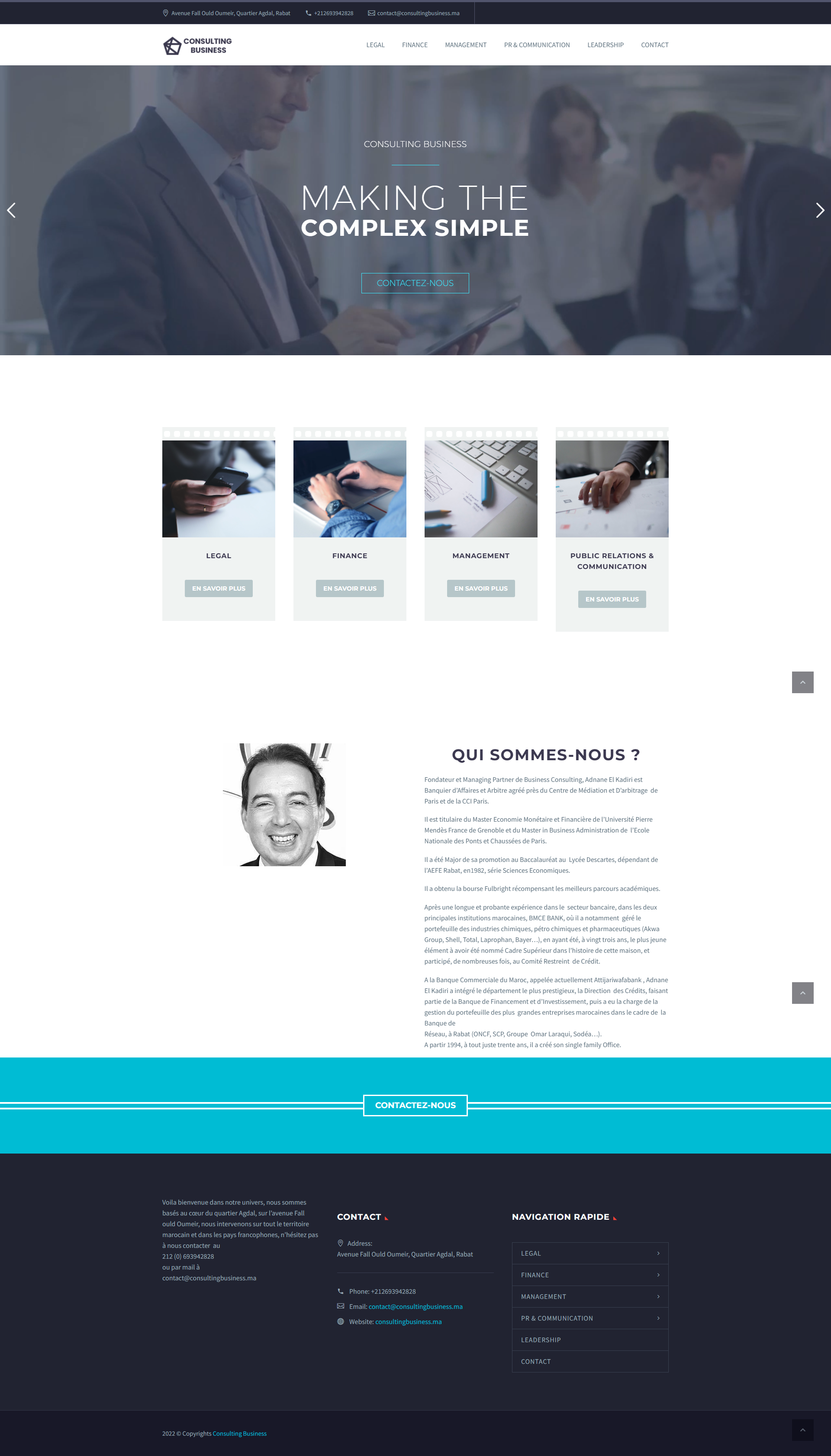 Site web Consulting Business Maroc - conseil entreprise réalisation OneClick Maroc