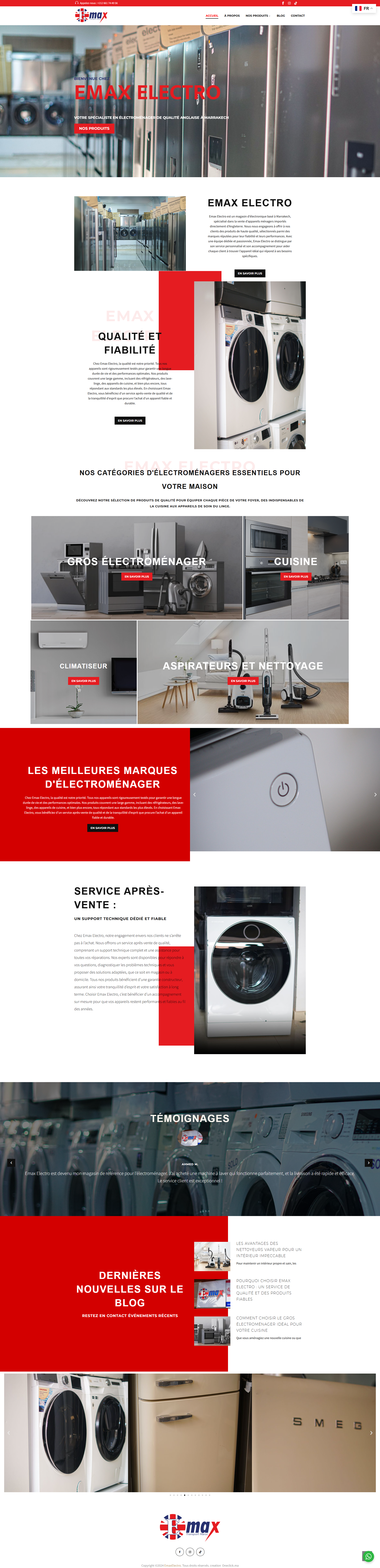 Site web Emax Electro - électroménager réalisation OneClick Maroc Casablanca