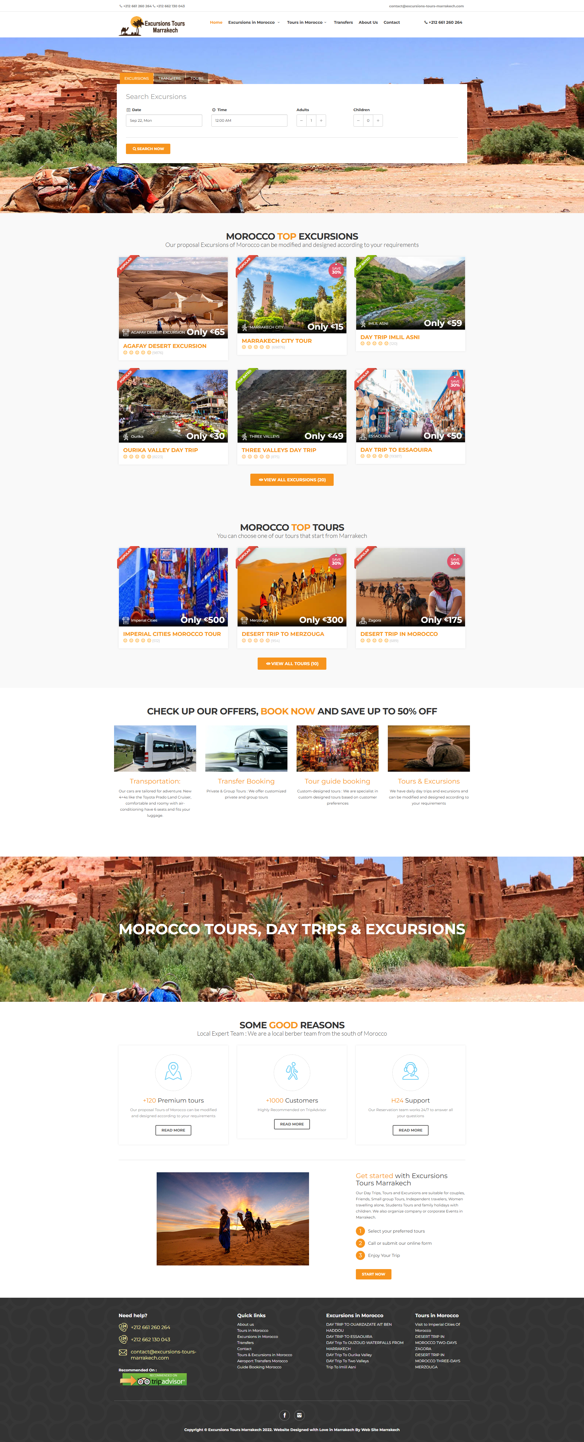 Site web Excursions Tours Marrakech - agence de voyage réalisation OneClick Maroc