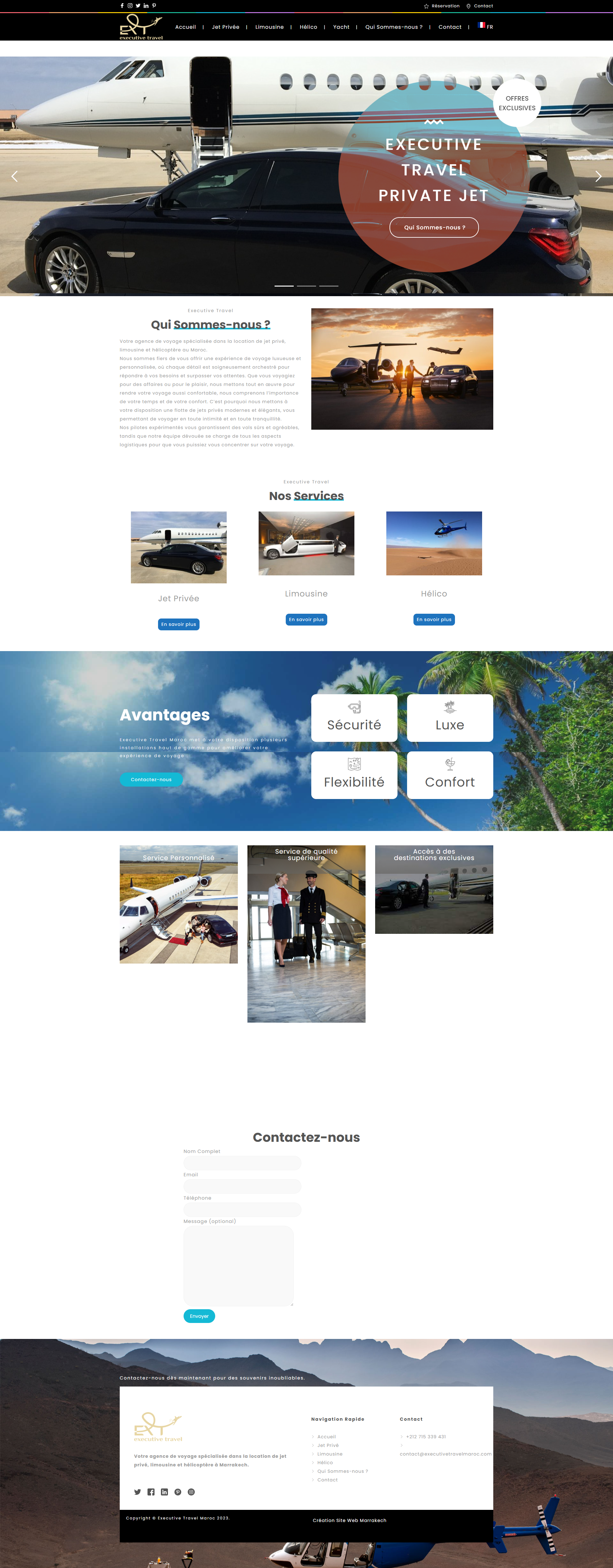 Site web Executive Travel Maroc - tourisme haut de gamme réalisation OneClick Maroc