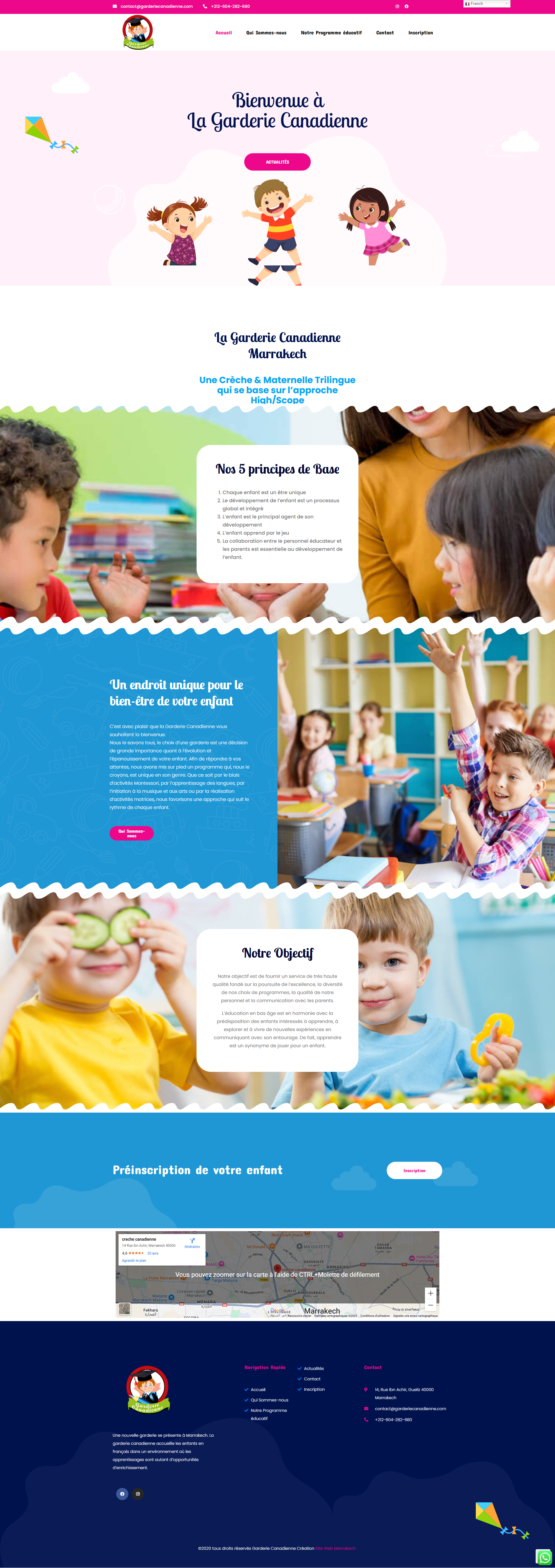 Site web Garderie Canadienne - éducation enfants réalisation OneClick Maroc Casablanca