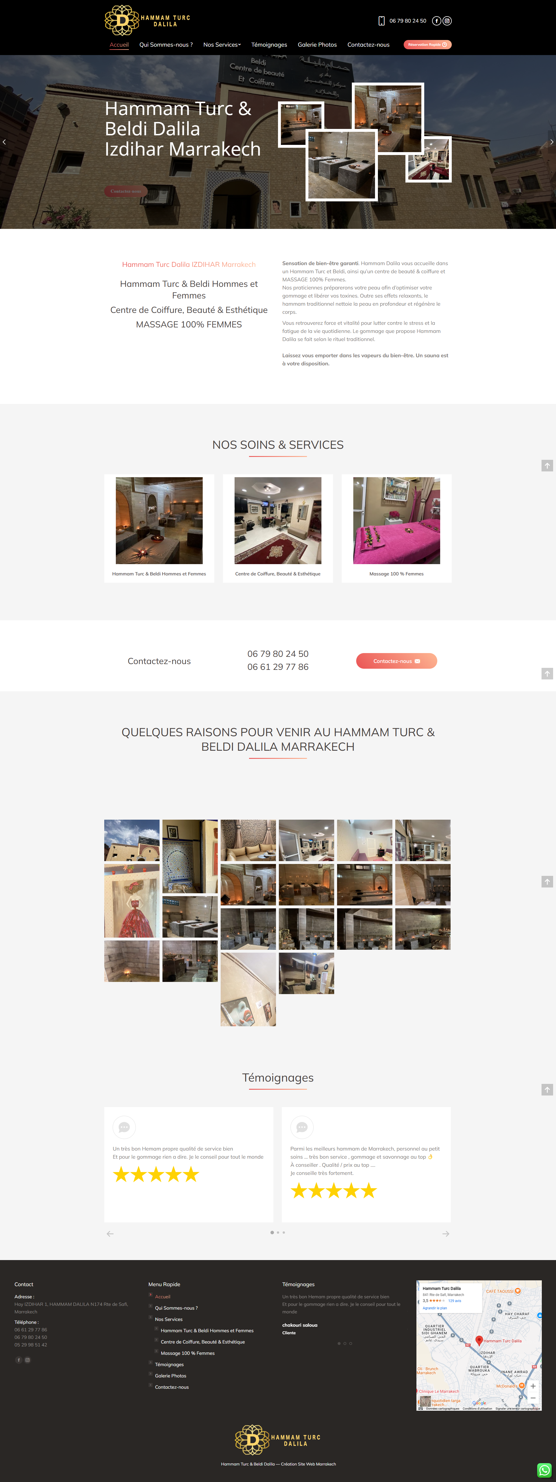 Site web Hammam Turc Dalila - bien-être spa réalisation OneClick Maroc Casablanca