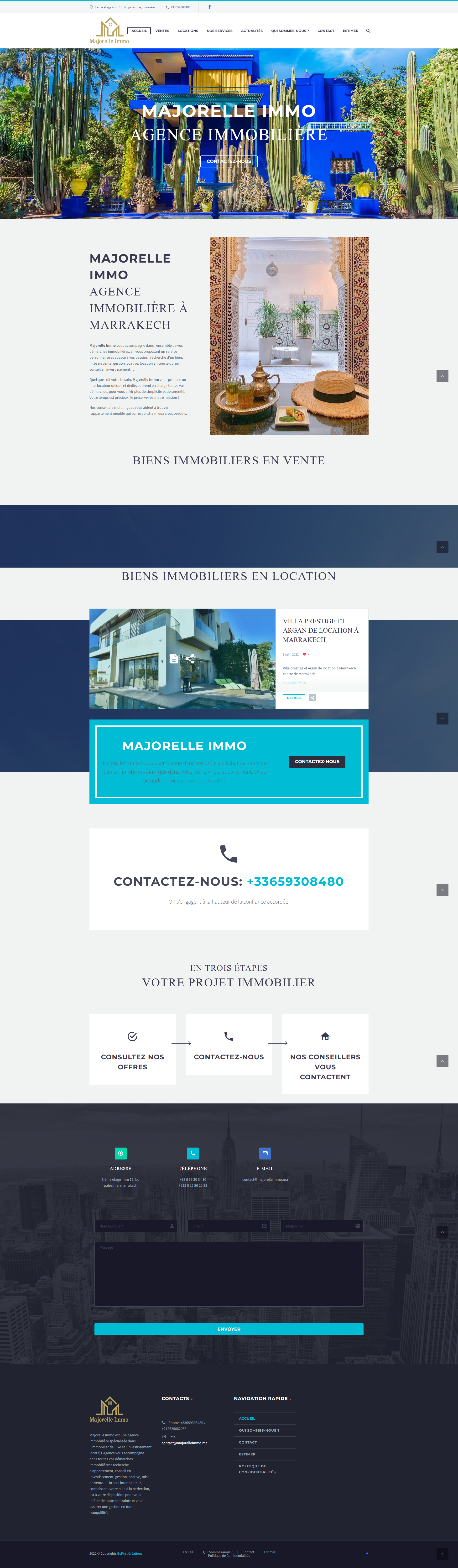 Site web Majorelle Immo Maroc - agence immobilière réalisation OneClick Maroc