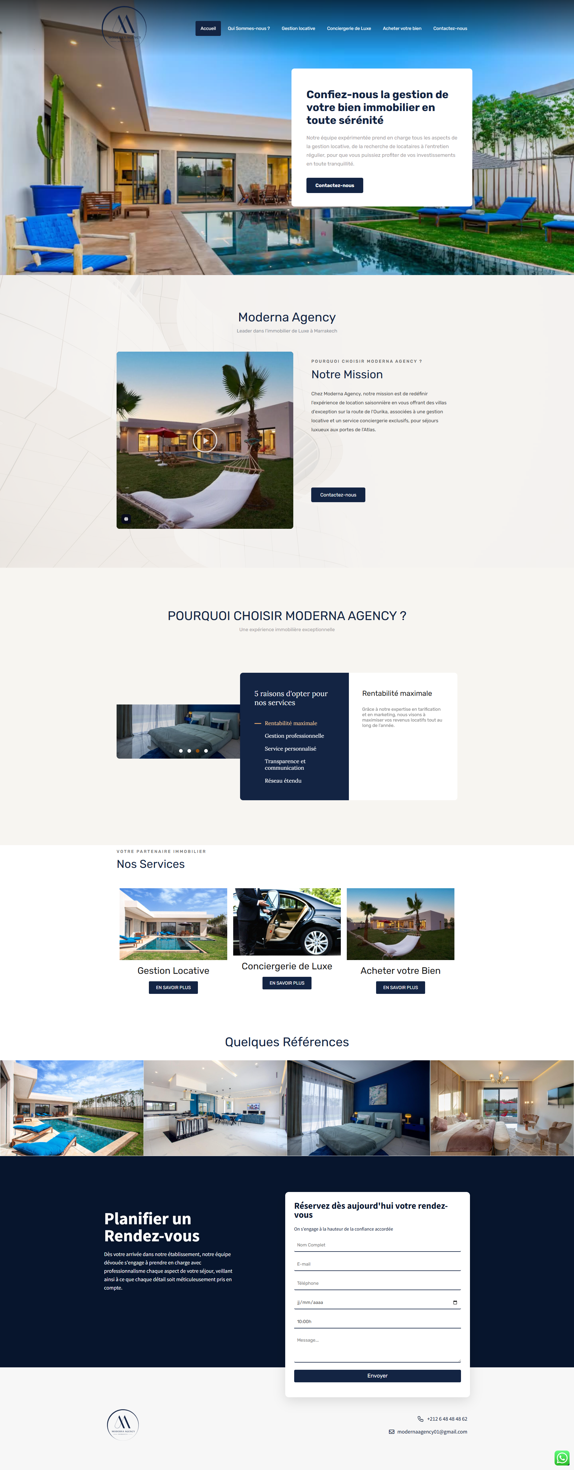 Site web Moderna Agency - agence créé par OneClick Maroc Casablanca