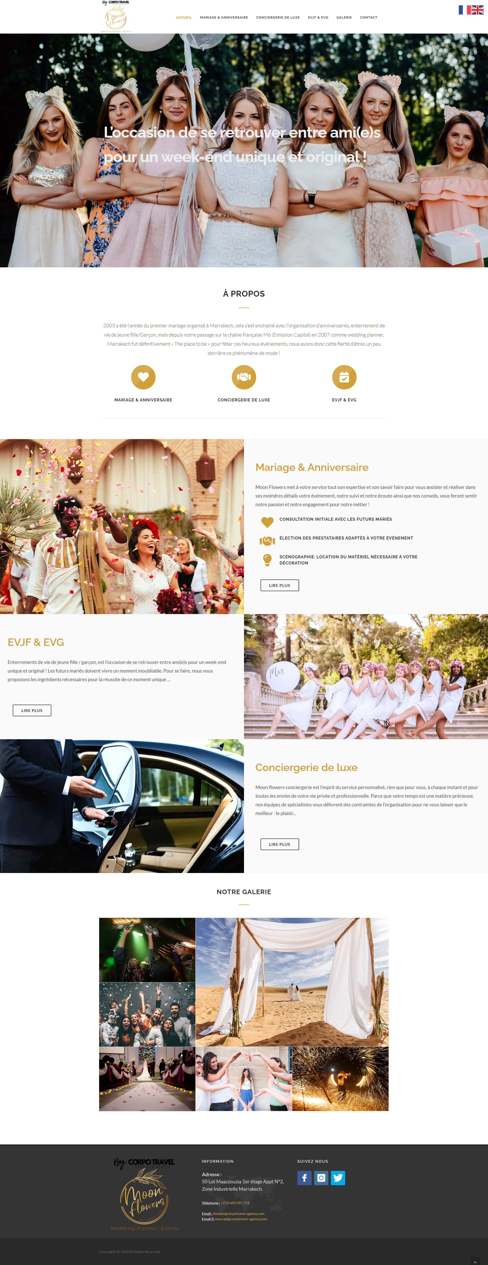 Site web Moon Flowers Marrakech - fleuriste réalisation OneClick Maroc Casablanca