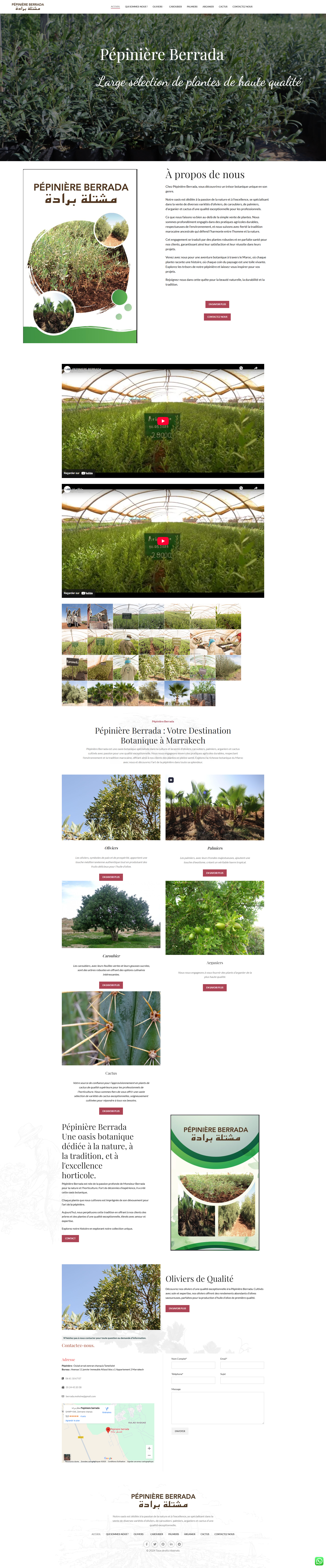 Site web Pépinière Berrada Maroc - horticulture réalisation OneClick Maroc
