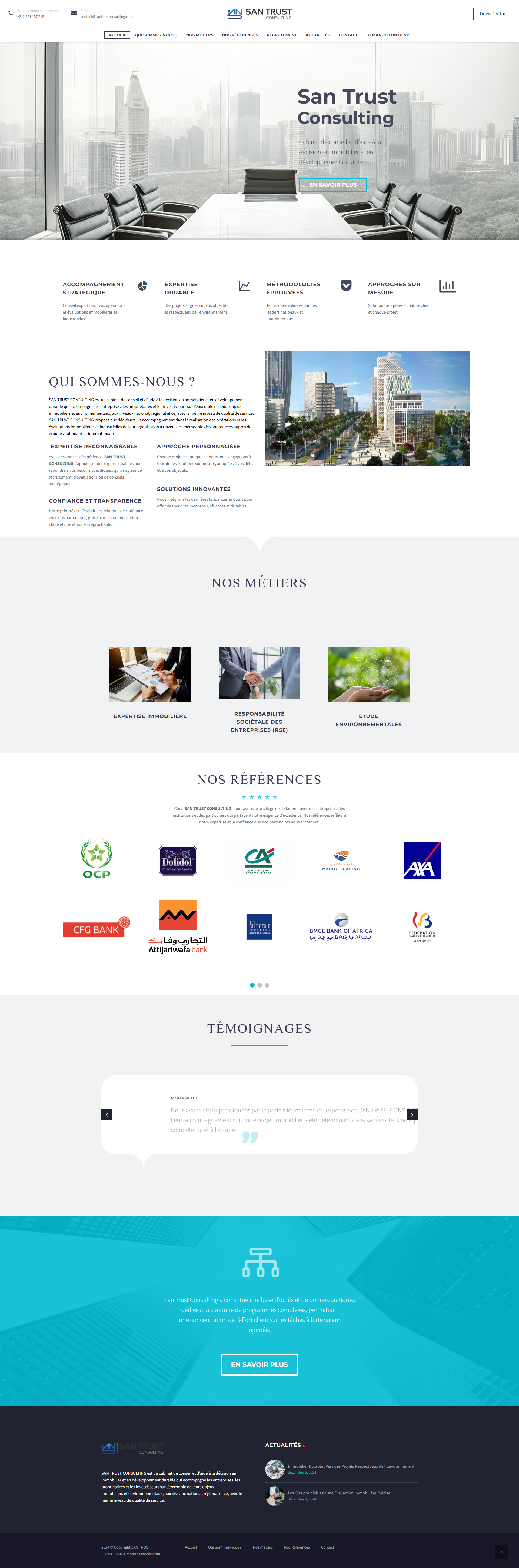 Site web Santrust Consulting - cabinet de conseil réalisation OneClick Maroc Casablanca