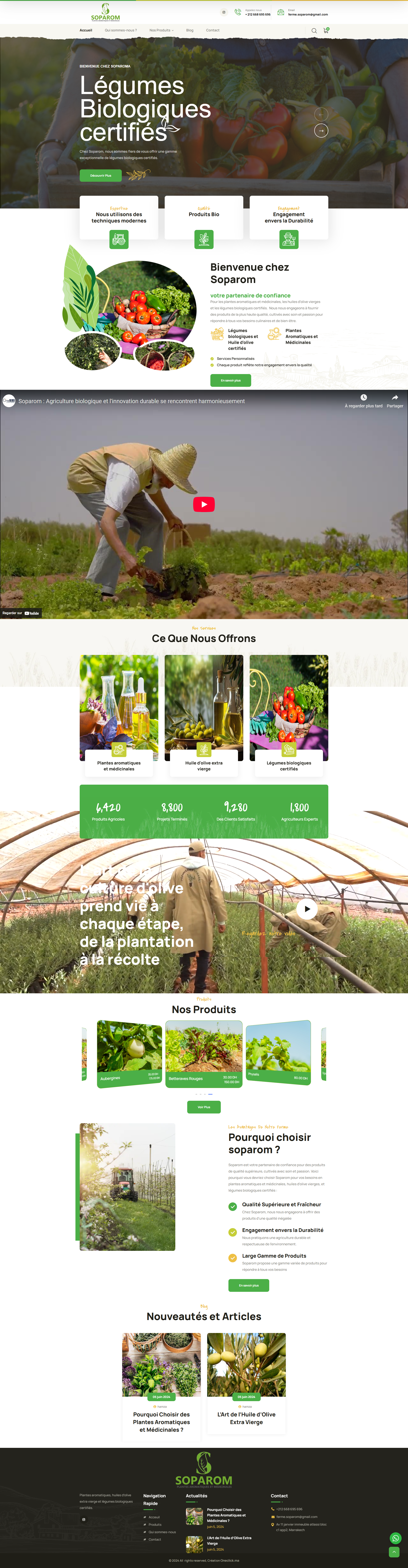 Site web Soparom - entreprise industrielle réalisation OneClick Maroc Casablanca