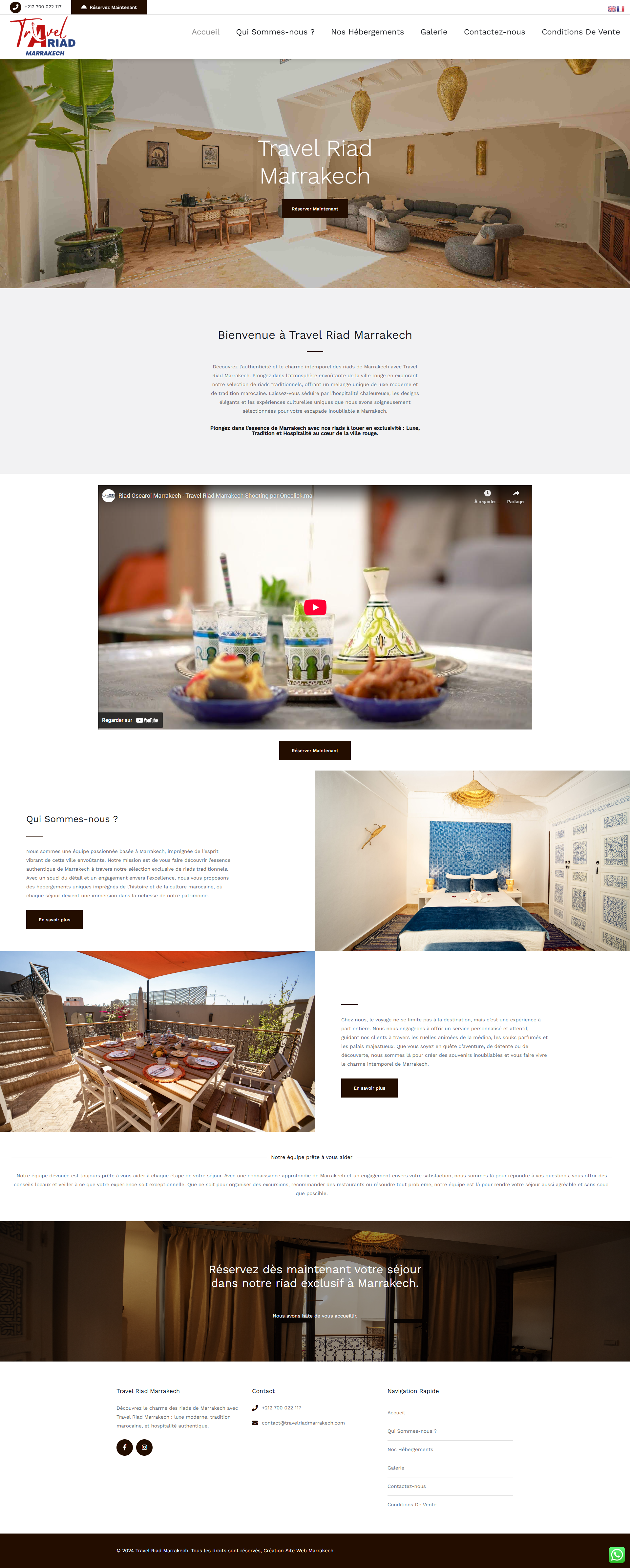 Site web Travel Riad Marrakech - hébergement tourisme réalisation OneClick Maroc