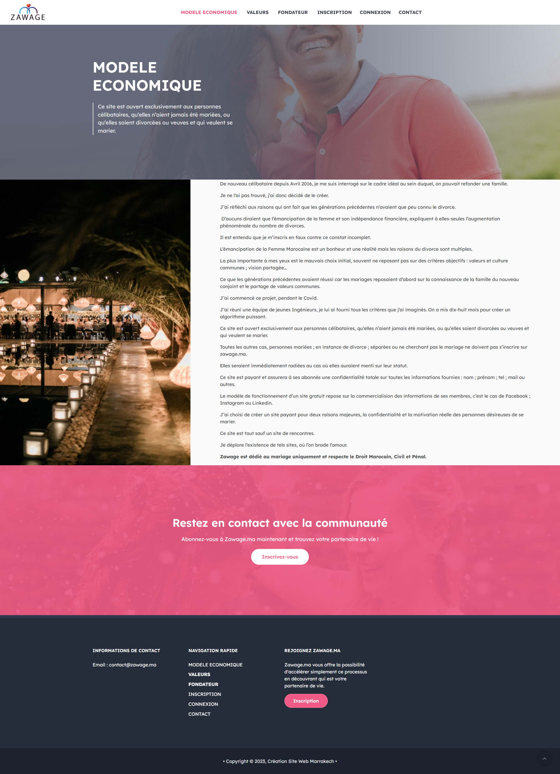 Site web Zawage Maroc - services réalisation OneClick Maroc Casablanca